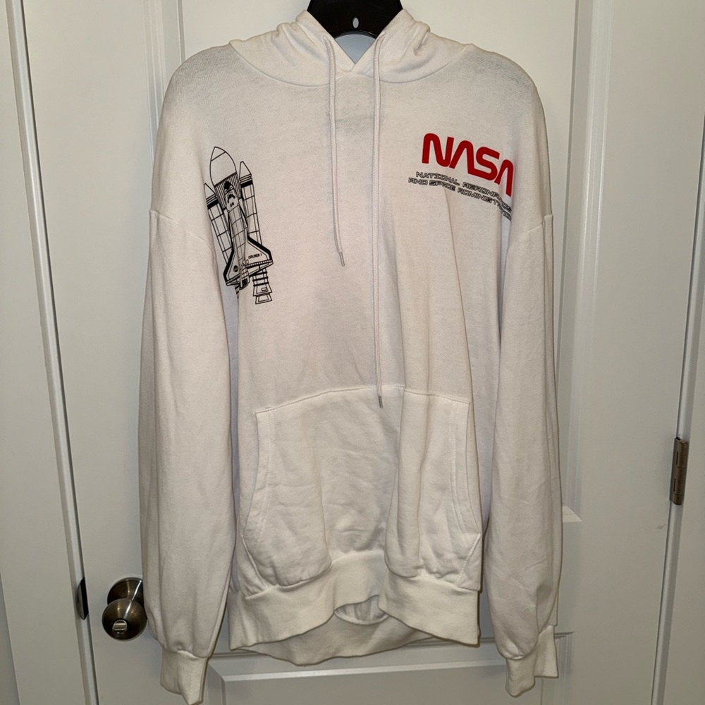 NASA White Hoodie with Space Shuttle Graphic